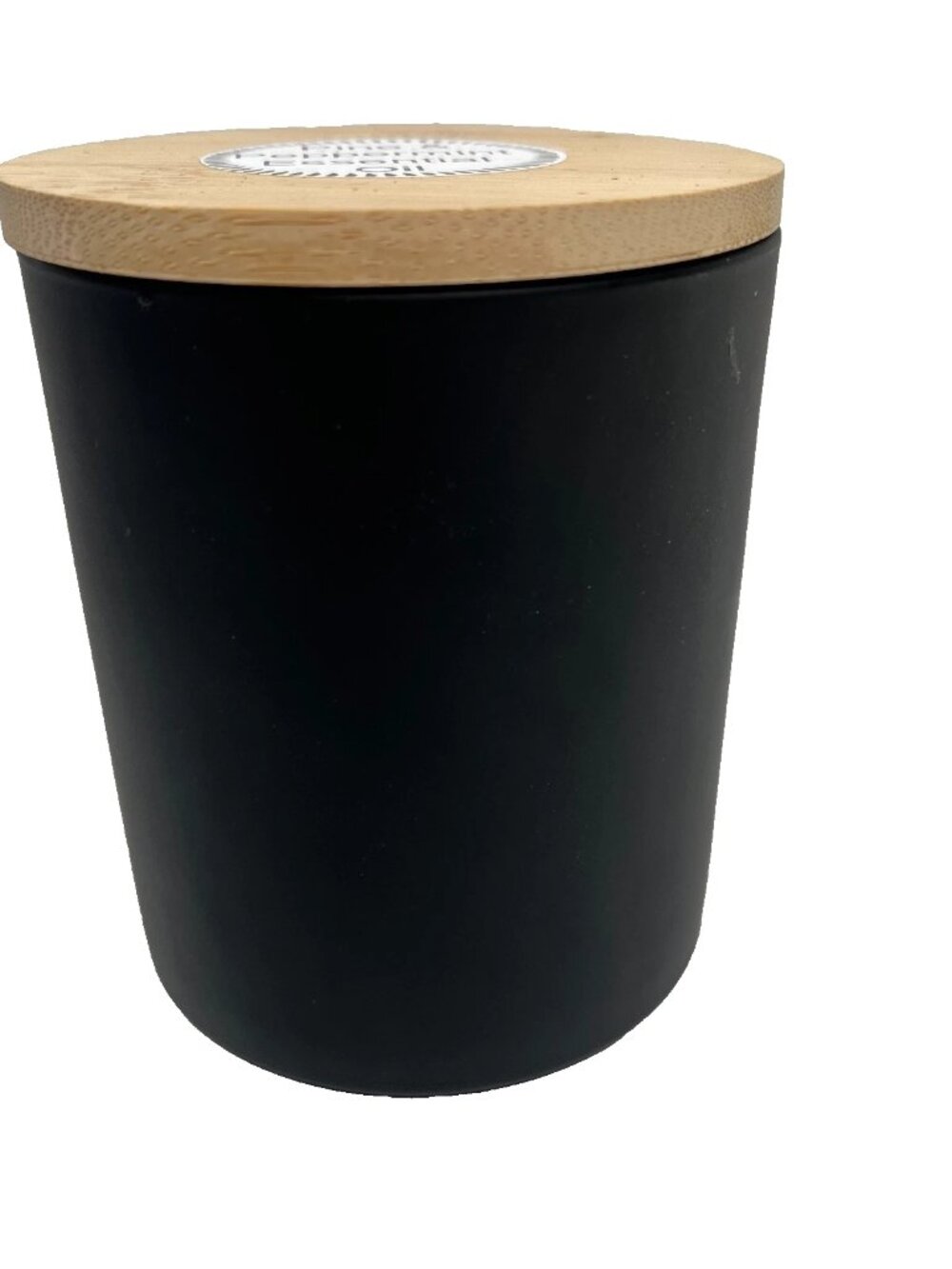 Handmade 100% Soy Candle Pine Peppermint 8oz Frosted Black Glass Wood Lid Gift